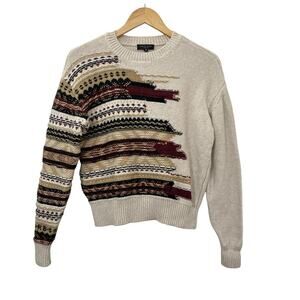 Rag & Bone Annalise Wool‎ Cashmere 3D Textured Sweater XS Beige Luxury Womens